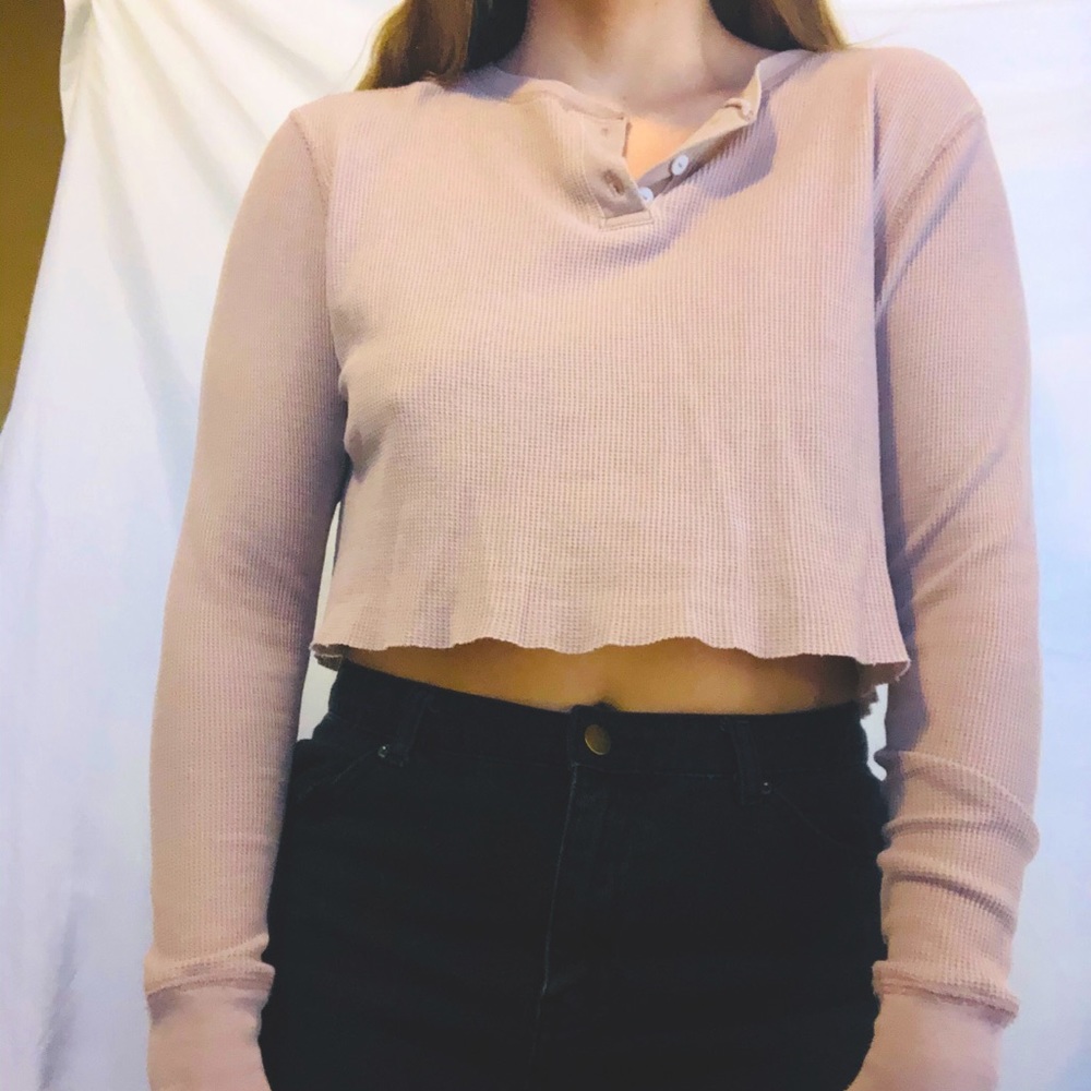 pink button up long sleeve